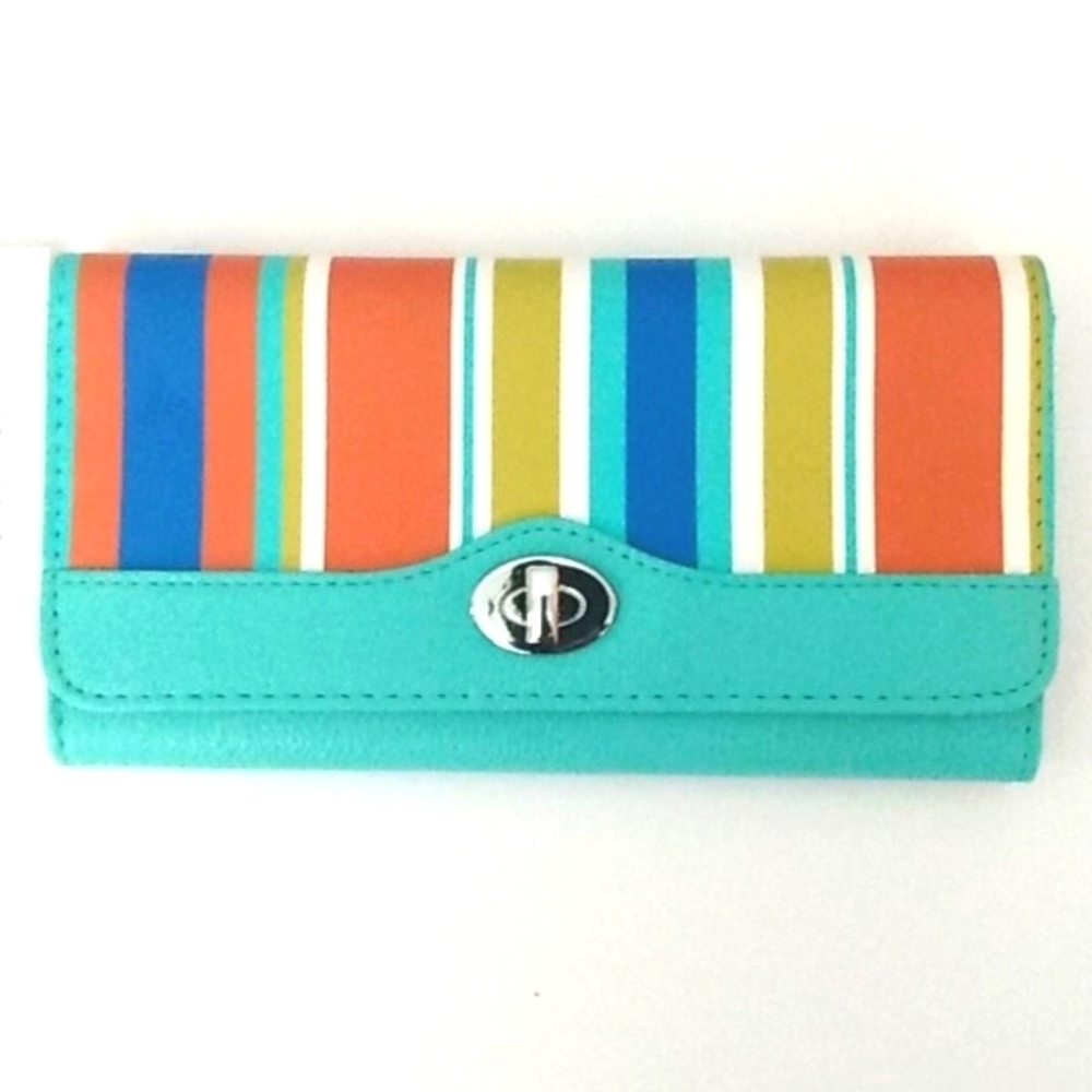 KENNETH COLE REACTION TEAL MULTI COMPARTMENT WALLET NWT